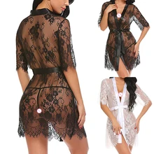 1 шт сексуальное женское нижнее белье с кружевом Халат ресницы кружева Babydoll прозрачное однотонное ночное белье