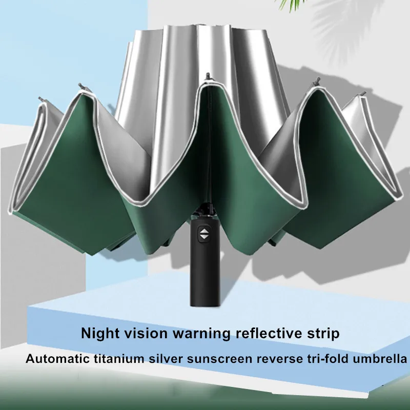 

DMBRELLA Titanium Silver Coating Automatic Umbrella Men Women UV Protection 10ribs Windproof Folding Compact Travel Umbrellas