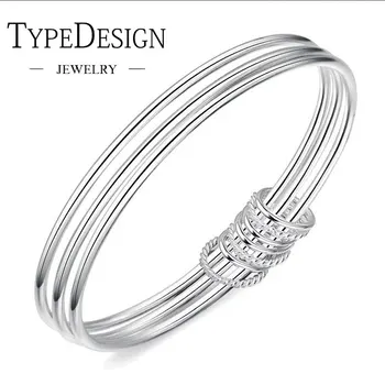 

TYPE JEWELRY Fashion Three Ring SPlated Silver With Smooth Surface Bracelet For Women Plated anillos Bracelet