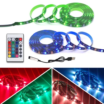 

RGB USB LED Strip Light 5V LED SMD 5050 Led Strip Backlight USB Waterproof Light Tape Neon Diode Lamp RGB 24 Keys Controller