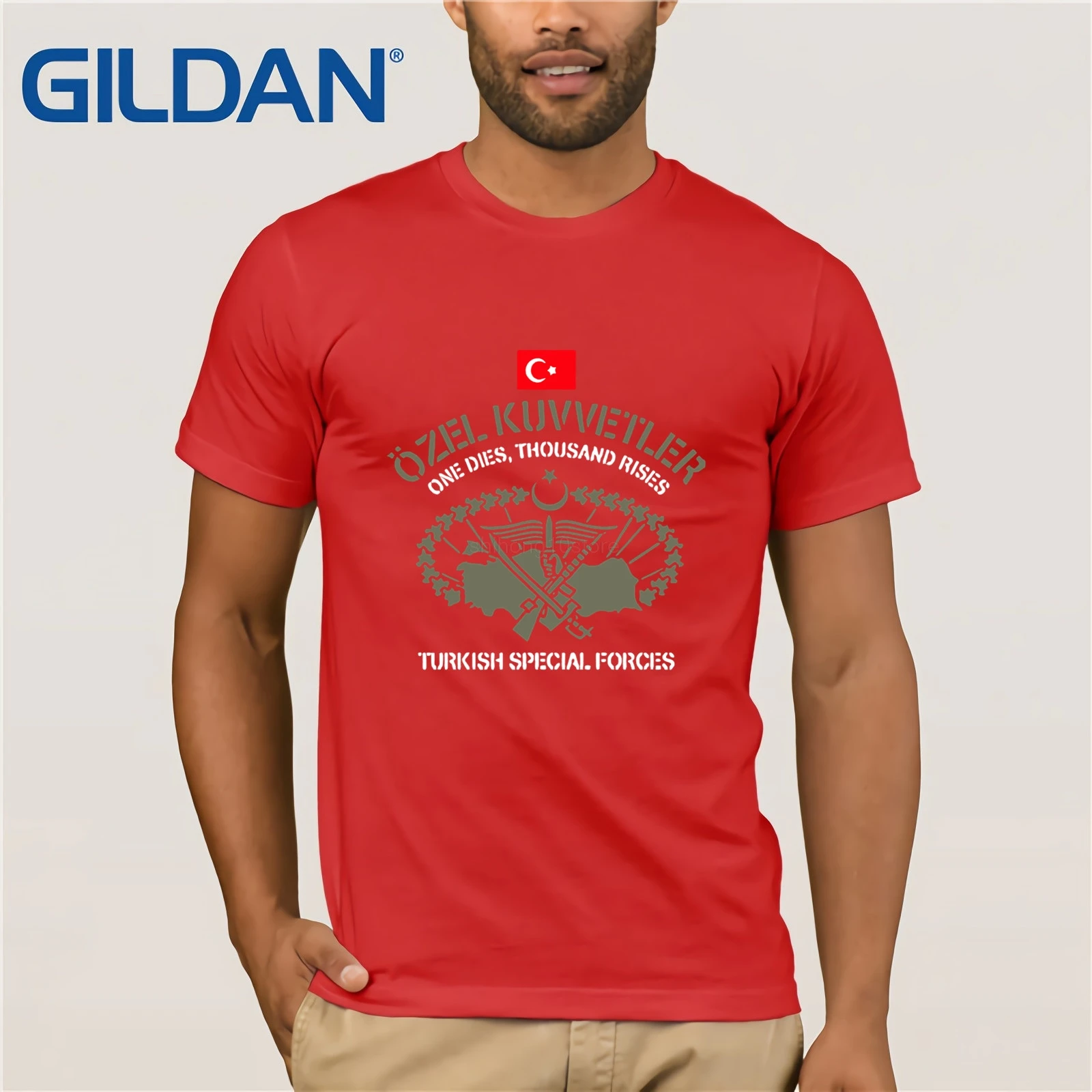 Новая Турецкая футболка спецназа Ozel Kuvvetler camiseta Черная Мужская хлопковая футболка модная футболка с круглым вырезом - Цвет: red