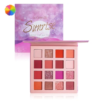 

SHOPANTS 16 Colors Easy To Wear Long Lasting Glitter Eyeshadow Pallete Sunrise Shimmer Eye Shadow Palette Professional Shadows
