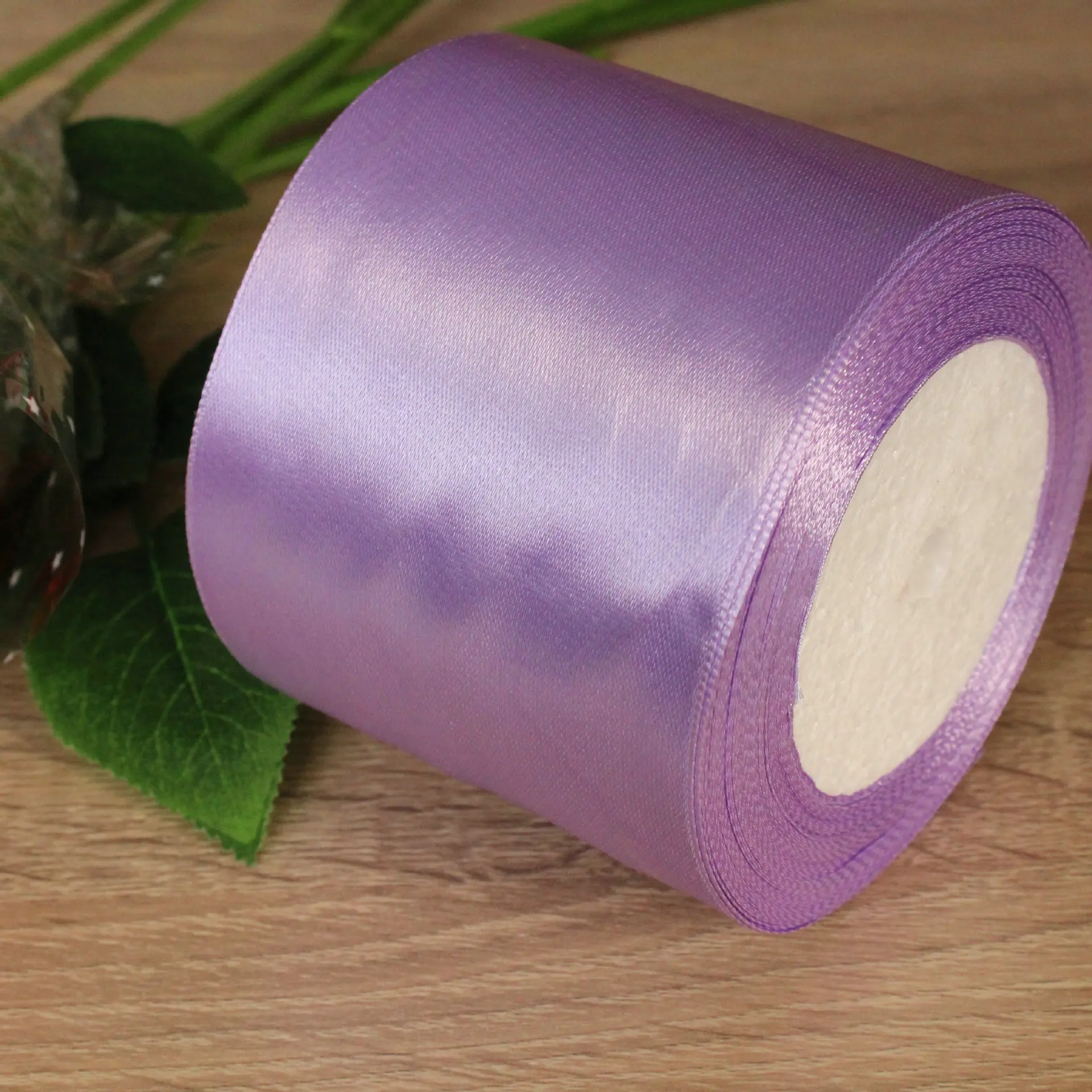 Light purple 25 ярдов/рулон 80 мм шелковые атласные ленты Свадебные ремни стула DIY Искусственные розы цветы день рождения упаковка подарок украшение - Цвет: Light purple