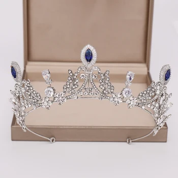 

Luxury Crystal Crown Tiara Bride Wedding Headpiece Hair Ornament Silver Color Zircon Queen Diadem Wedding Hair Accessories