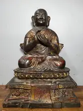 

Home Decor 13" Tibet Buddhism Temple Old Bronze Cinnabars Statue of Living Buddha Big Ear Living Buddha Amitabha Buddha Statue