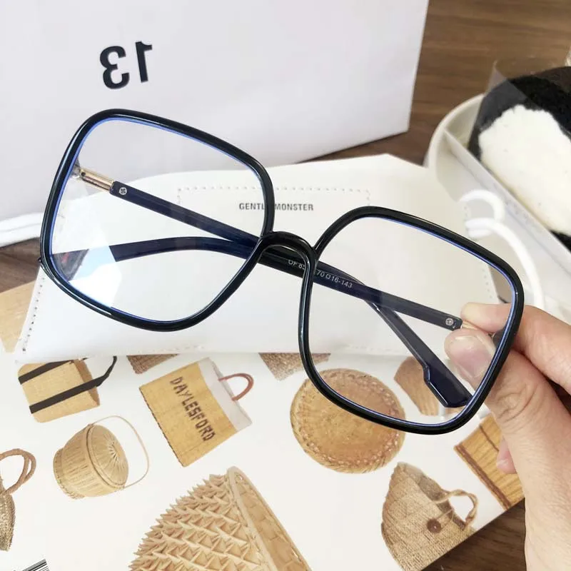 

Oversized square eyeglass frame, big face, thin, myopic glasses, female retro Yuansu fengwanghongjiepai modeling frame
