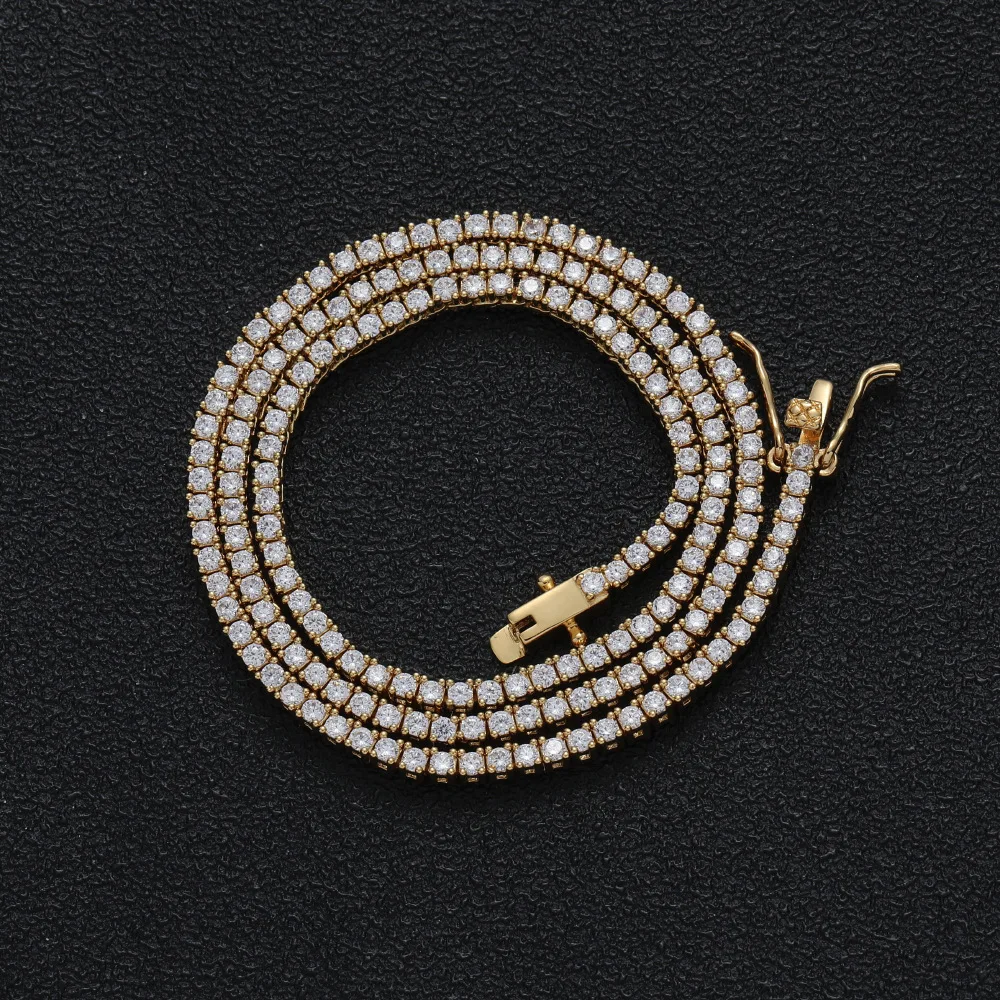 2mm Tennis Chain Copper Type Micro-inlaid Zircon Single Row Hip Hop Necklace | Украшения и аксессуары
