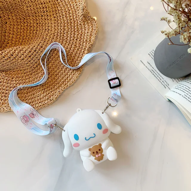 Sanrioed Kawaii Cartoon Kulomi Melody Cinnamoroll Silicone Bag Messenger Bag Children's Coin Purse Cute Mini Children's Gifts 5