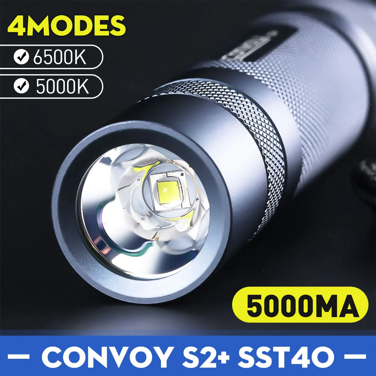 Convoy S2 + SST40 Светодиодный фонарик 1800lm 5000K 6500K 5000mA 18650 для кемпинга Охота Наружное