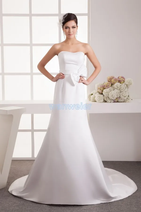 

free shipping 2016 design hot off the shoulder fashion handmade bow bride small train custom size/color white Bridesmaid Dress