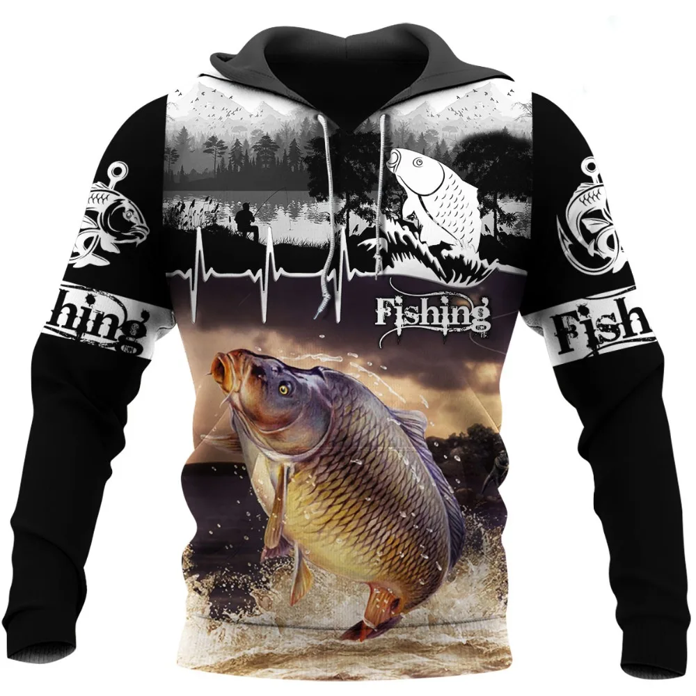 Moda animal hoodies carpa pesca 3d todo