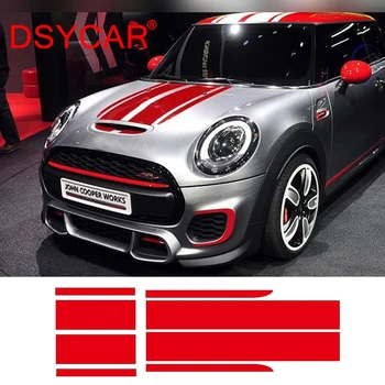 

DSYCAR 1Set Car Styling Front Bonnet Rear Stripes Hood Trunk Engine Cover Decal Car Stickers for BMW MINI F56 JCW New