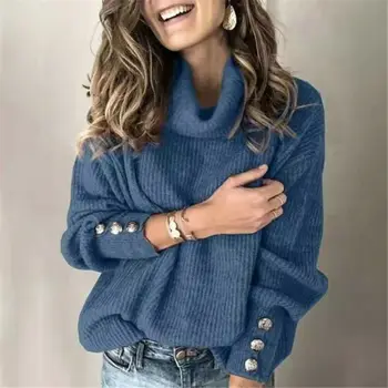 

Winter Lantern Loose Plus Size Women's Turtleneck Sweaters Ladies Knitted Long Sleeve Pullover Jumper Sweater Ropa Mujer