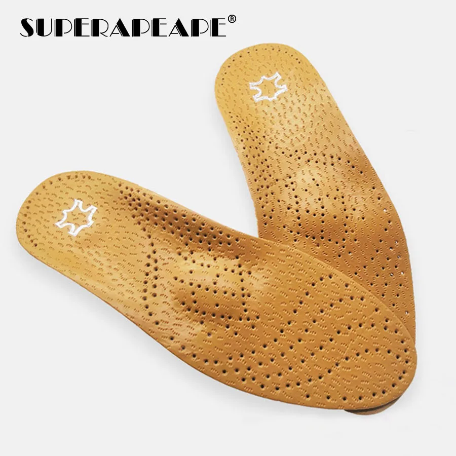 High quality Leather orthotic insole for Flat Feet Arch Support orthopedic shoes sole Insoles for feet men and women OX Leg