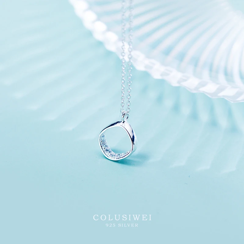 Colusiwei простой Нерегулярные Круг короткое ожерелье для женщин 925 стерлингового