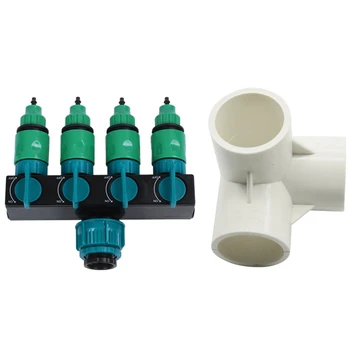

20 Pcs PVC 3-Way Tee Inner Diameter 20mm Tee Pipe Connectors & 1set Garden Hose Splitter Water Pipe 4 Way Tap Garden Tap