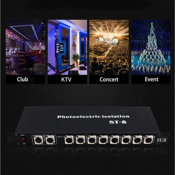 

Stage Lighting 8 Way 4 Channel DMX Signal Distributor Splitter Booster For DJ Equipment