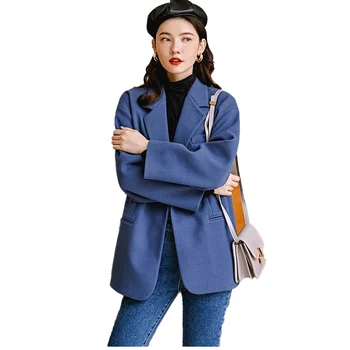 

Autumn Winter New Women Coat Woolen Suit Jacket Korean Loose Mid-length Temperament Commuting Suit Simple Wild Jacket Z70