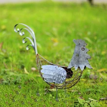 Петух металлический сад принося вибрацию в любой двор или сад установка курицы | мох может быть помещен в животе петуха