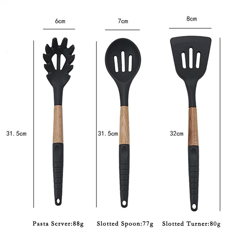 9-12 шт Силиконовая кухонная утварь высокая термостойкость набор кухонной посуды с ящиком для хранения щипцы лопатка кухонная посуда черный