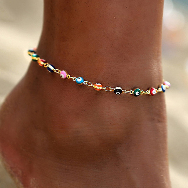 Turkish Eyes Beads Anklets For Women Summer Ocean Beach Accessories Evil Eye Pendant Ankle Bracelet Jewelry Gift