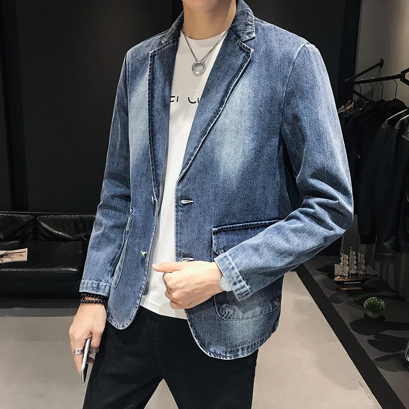 YASUGUOJI New Fashion Mens Denim Blazer 