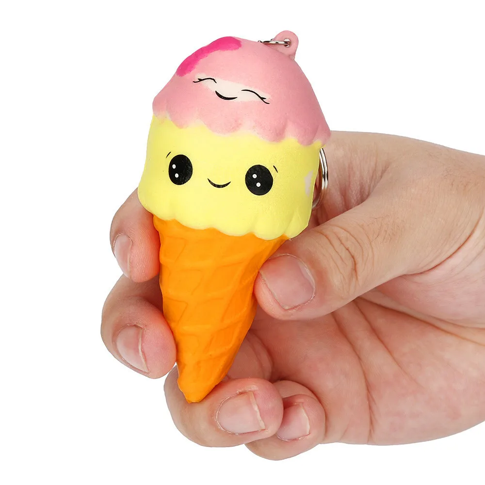 Cute ice cream Slow Rising Decompression Stress Soft Squeeze Fun Toys Colorful Pendants Creative Gift Key Decoration #A