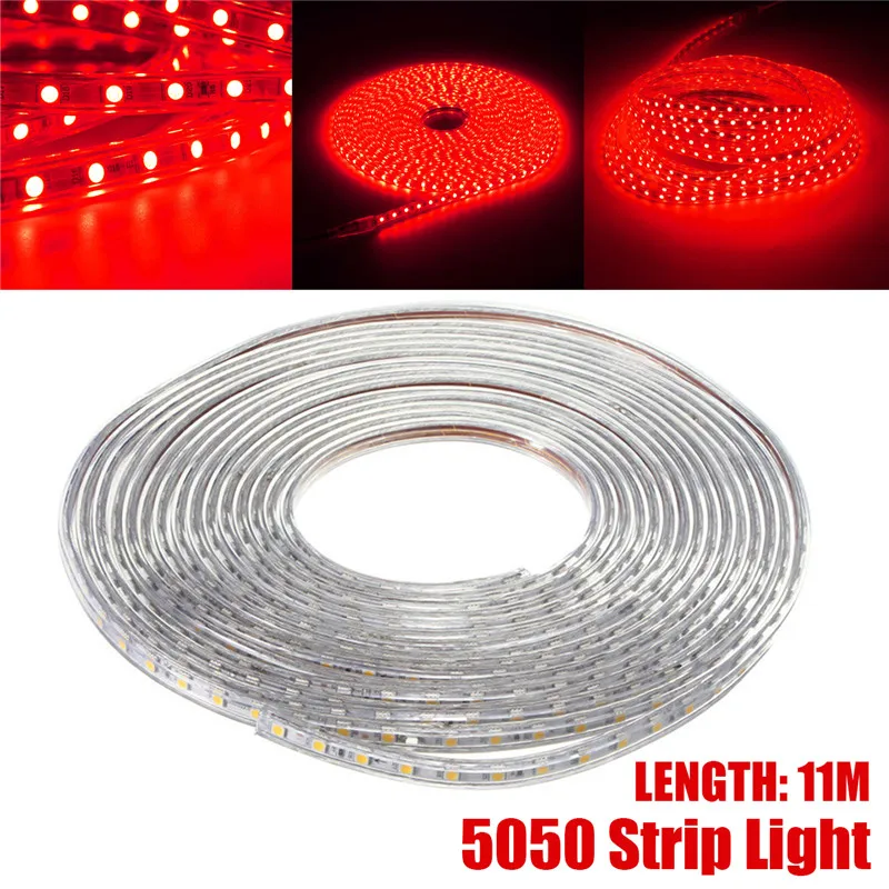 

LED Strip 220V 11M 5050MD 60Leds Waterproof Flexible 6 Colors Tape Rope Strip Light Outdoor Home Decoration Light Tape Ribbon