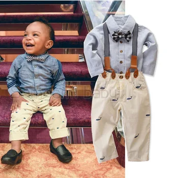 

Kids Boy Spring Autumn 2020 Clothes Set Baby Boys Clothing T-Shirt+Belt Pants Infant Children Boy Outfits Clothing Boy Gentleman