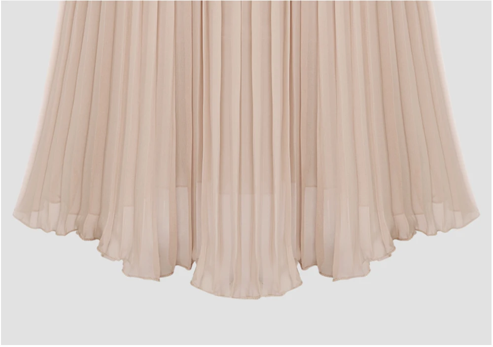 Bella Philosophy Женская мода Европейский стиль плиссированная средняя удлиненная юбка женские шифоновые однотонные юбки женский эластичный пояс юбки
