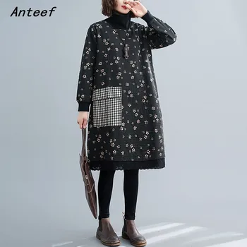 

long sleeve plus size cotton vintage floral for women casual loose autumn winter midi dress elegant clothes 2020 ladies dresses