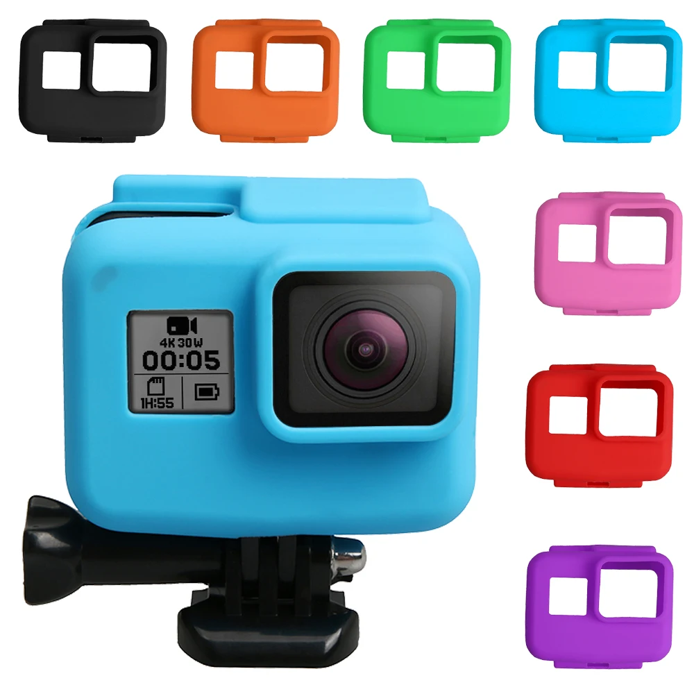 VKeyueDa VKeyueDa for GoPro HERO5 Silicone Border Frame Mount Housing Protective Case Cover Shell Color : Blue Black