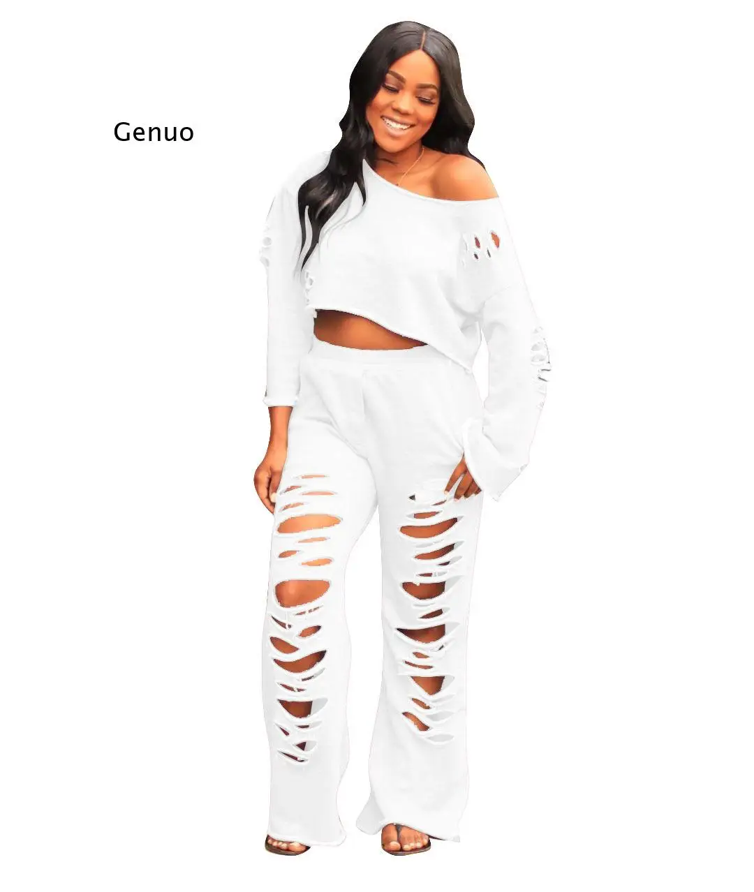 

Clothes for Women Long Sleeve Solid Color Crop Top&long Pants Hole Pocket Casual 2 Piece Outfits for Women Streetwear 2 Pc