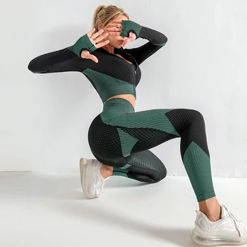 2/3Pcs Seamless Yoga Set Gym Fitness Clothing Women Yoga Suit Sportswear Female Workout Leggings Top Sport Clothes Training Suit 5