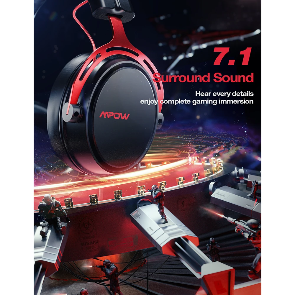 Wired Headphones Mpow/Soulsens Air SE PS4 Gaming Headset 3D Surround Sound Noise Cancelling Mic For PS4 PS5 Xbox One Switch
