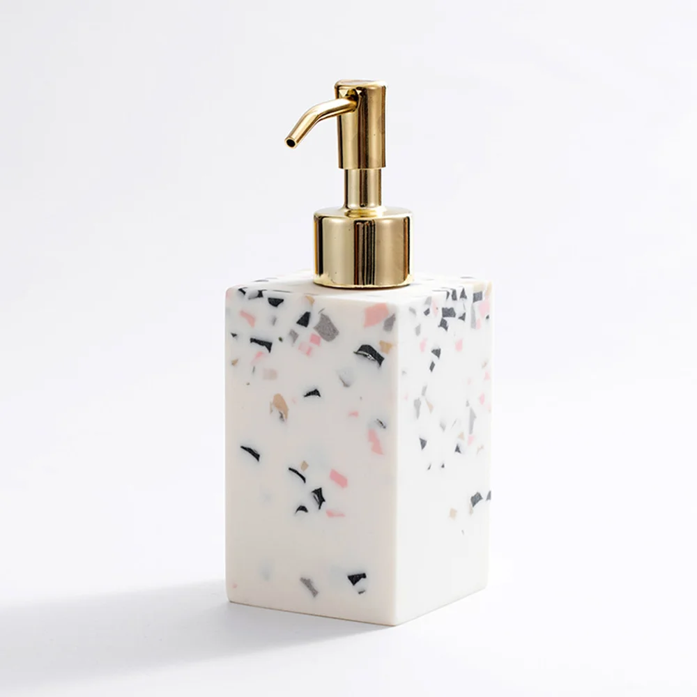 1pc Terrazzo Pattern Portable Soap Dispenser Ceramic Color Bathroom Supplies Lotion Bottle Dispensers | Обустройство дома