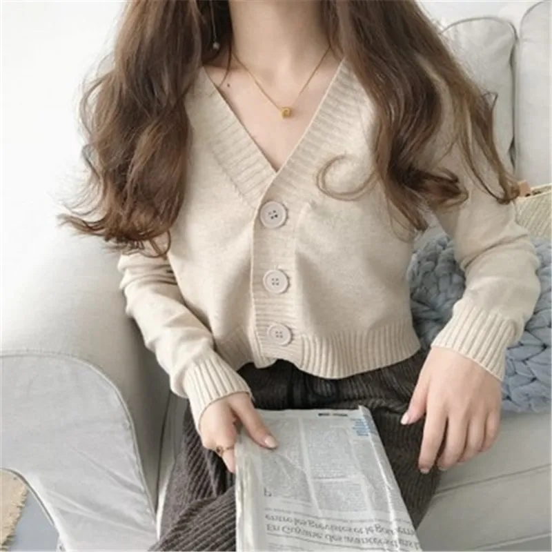 2019 Women Sleeve Knit Cardigan Cropped Top Sweater Vintage PZ2184 |