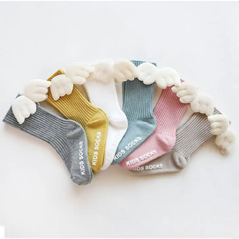 Baby Stockings Cotton Baby Girl Crew Leg Warmers Angel Wings Children Loose Summer Cute Kids Bunching Legwarmers