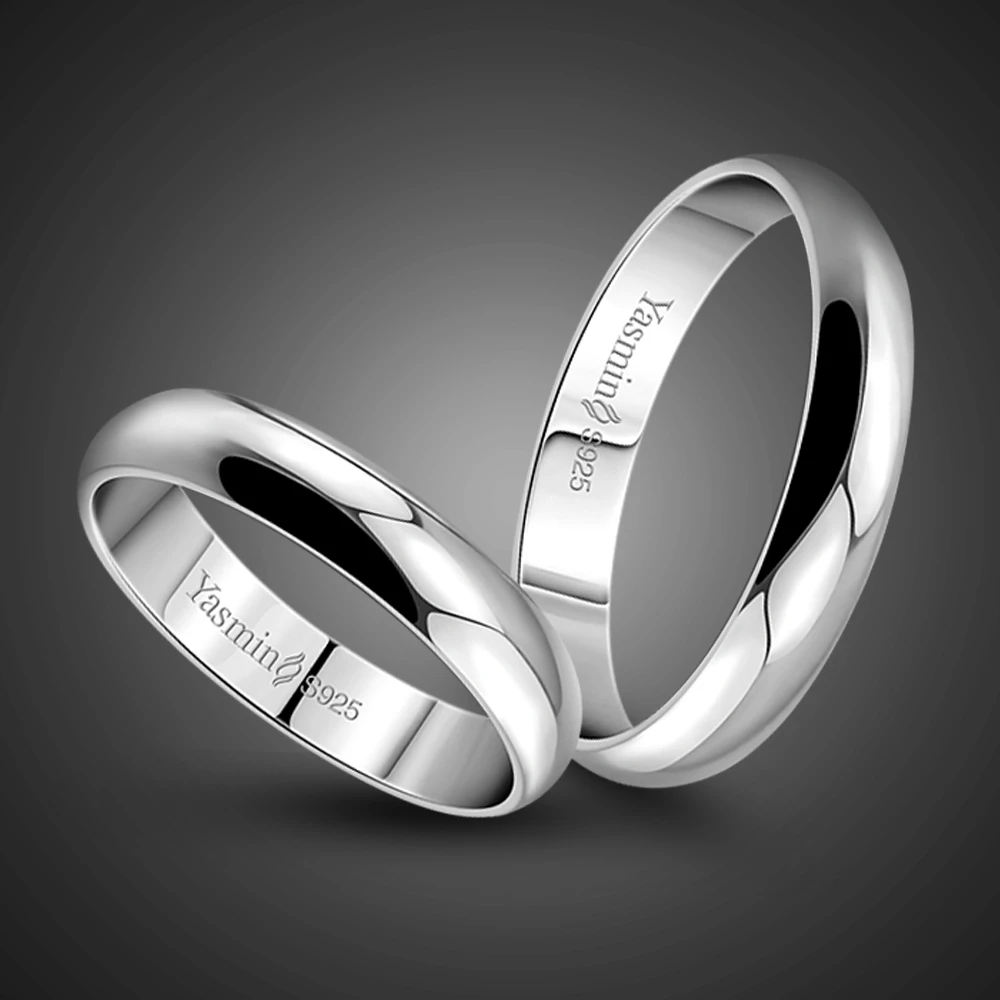 Anillo de compromiso sencillo para mujer y hombre, plata ley 100% 925, anillo individual para pareja, regalo de joyería de plata al por - AliExpress