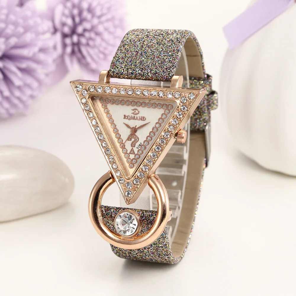 

Hot Sales Watch Triangular Question Mark Diamond Set Fashion Watch Women's Fashion Accessories Table