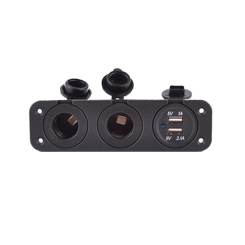 

3-hole Breadboard Car Charger Socket Three-in-One Double USB 12-24v Modified