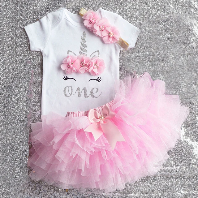 1 Year Baby Girl Clothes Unicorn Party tutu Girls Dress Newborn Baby Girls 1st Birthday Outfits Toddler Girls Boutique Clothing 2