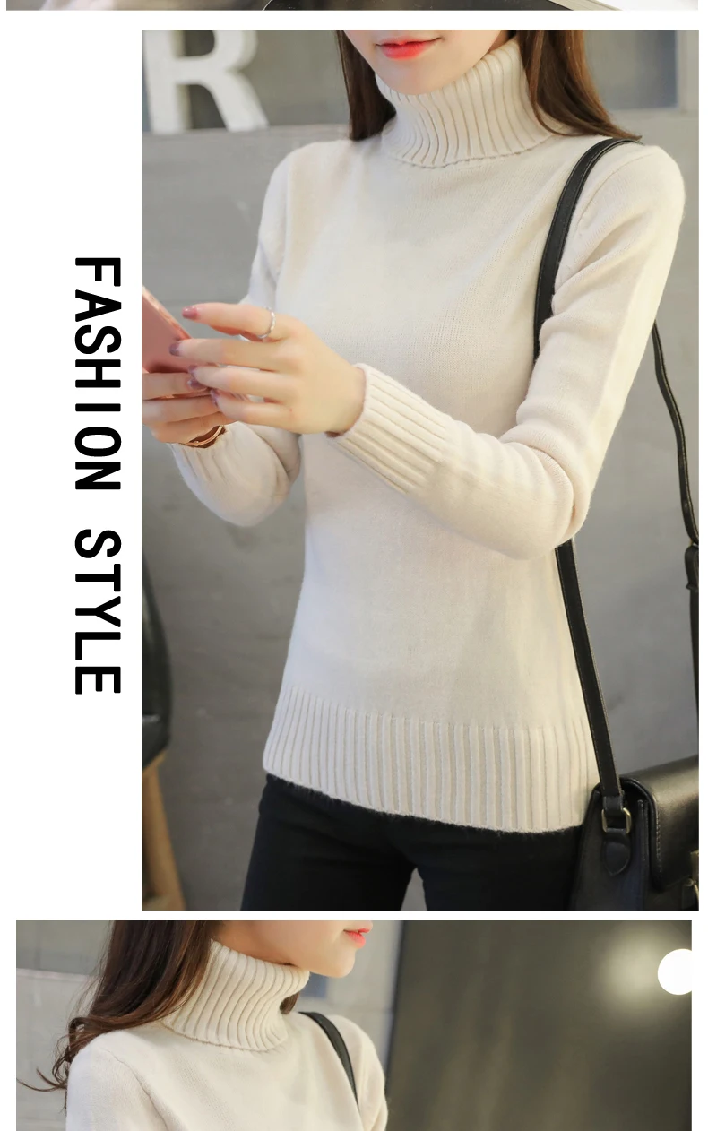 yellow sweater Knitted Sweaters Pullovers Turtleneck Long Sleeve Solid Color Slim Elastic Short Sweater Women 2020 New Autumn winter Women Sweaters