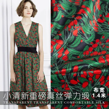 

19 Autumn New 140cm Width 20Momme 94%silk 6%spandex Charmeuse Fabric Women Dress Shivering Printed Diy Sewing Free Shipping