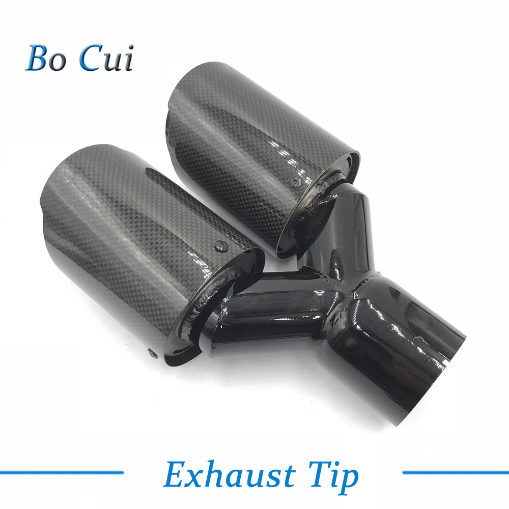 

1PCS Universal Tip Akrapovic Glossy Carbon Fiber +Black Paint Exhaust Tip Dual Muffler pipe