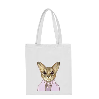 

16 Styles Women Men Canvas Shopping Bag Lovely Cat Cotton Cloth Eco Tote Handbags Girls Casual Big Capacity Shoulder Shopper Bag