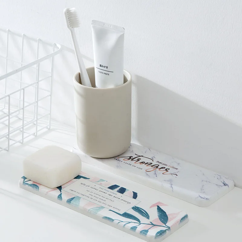 Diatom Mud Wash Pad Bathroom Absorbent For Toothbrush Cup Makeup Storage Rack Holder Heat Resistant Mug | Дом и сад