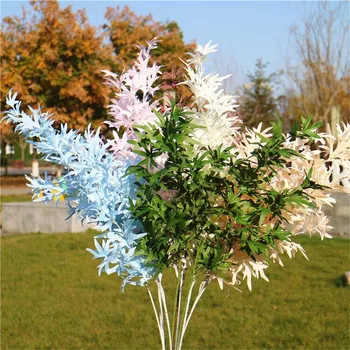 

20Pcs Fake Long Stem Chicken Caw Leaf 39.37" Length Simulation Maple Greenery for Wedding Home Decorative Artificial Plants