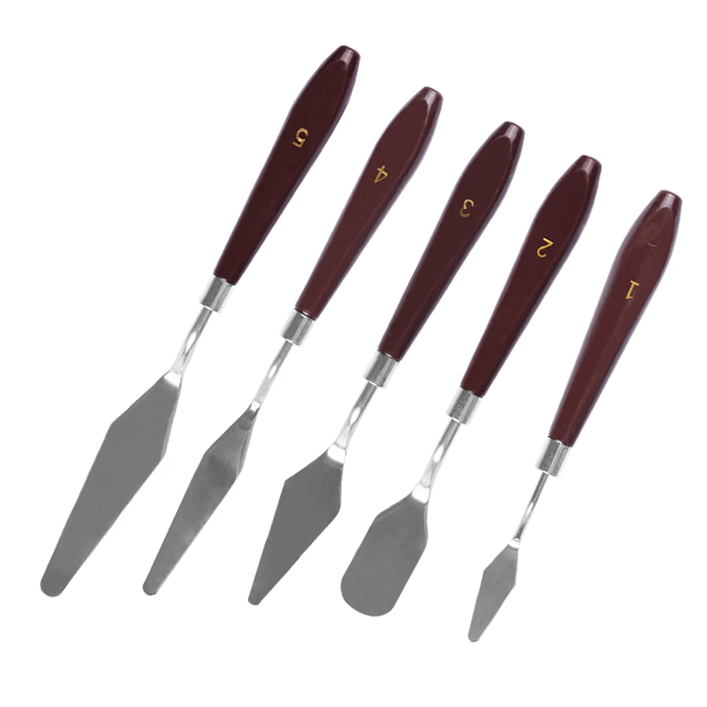  5PCS Mixed Palette Knife Painting Stainless Steel Scraper Spatula Art Supplies for Artist Canvas Oi