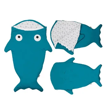

Boys Girls Sleep Sack Zipper Closure Sleepover Breathable Sleeping Bag Wearable Shark Shape Winter Warm For Kids Soft Blanket